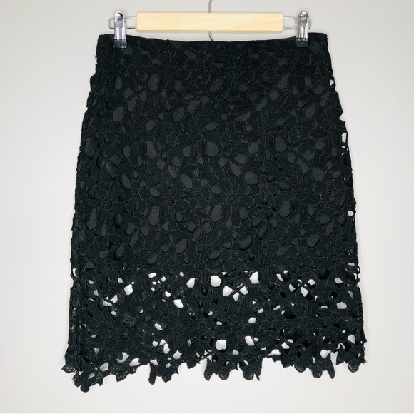 Black Lace Skirt Mini Skirt Shears Linen Zip Back for Office Career Formal Event - Picture 1 of 5